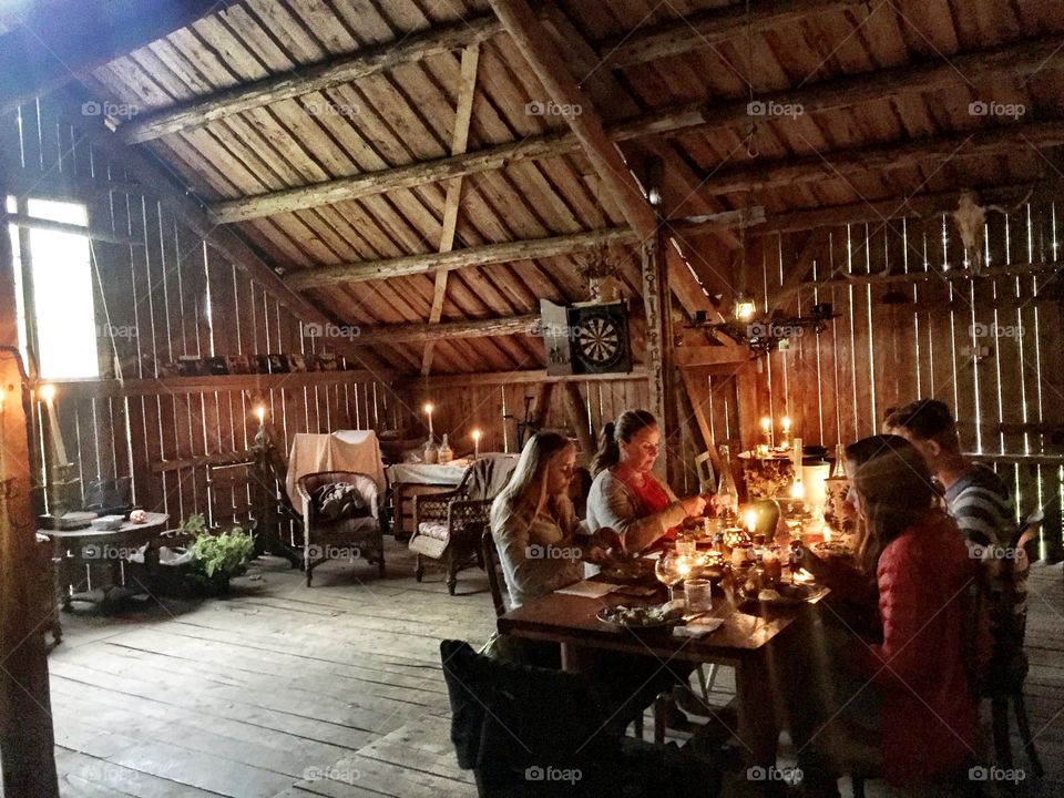 Barn dinner in Drangedal. Dining with friends 