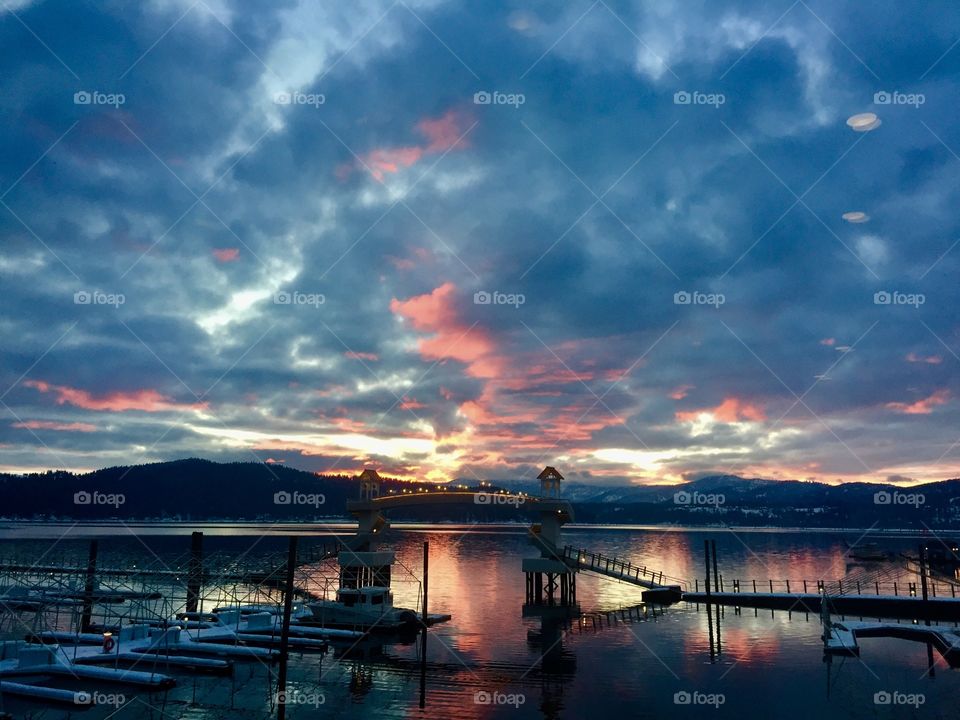 Sunset on Coeur d' Alene lake from my work