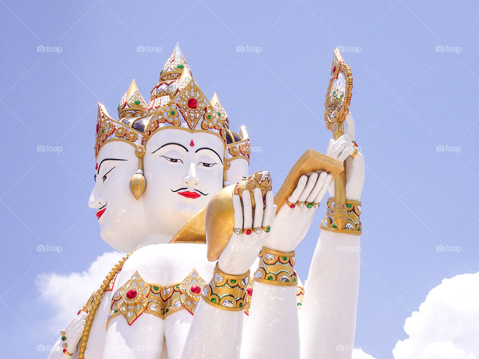 big white statue of brahma