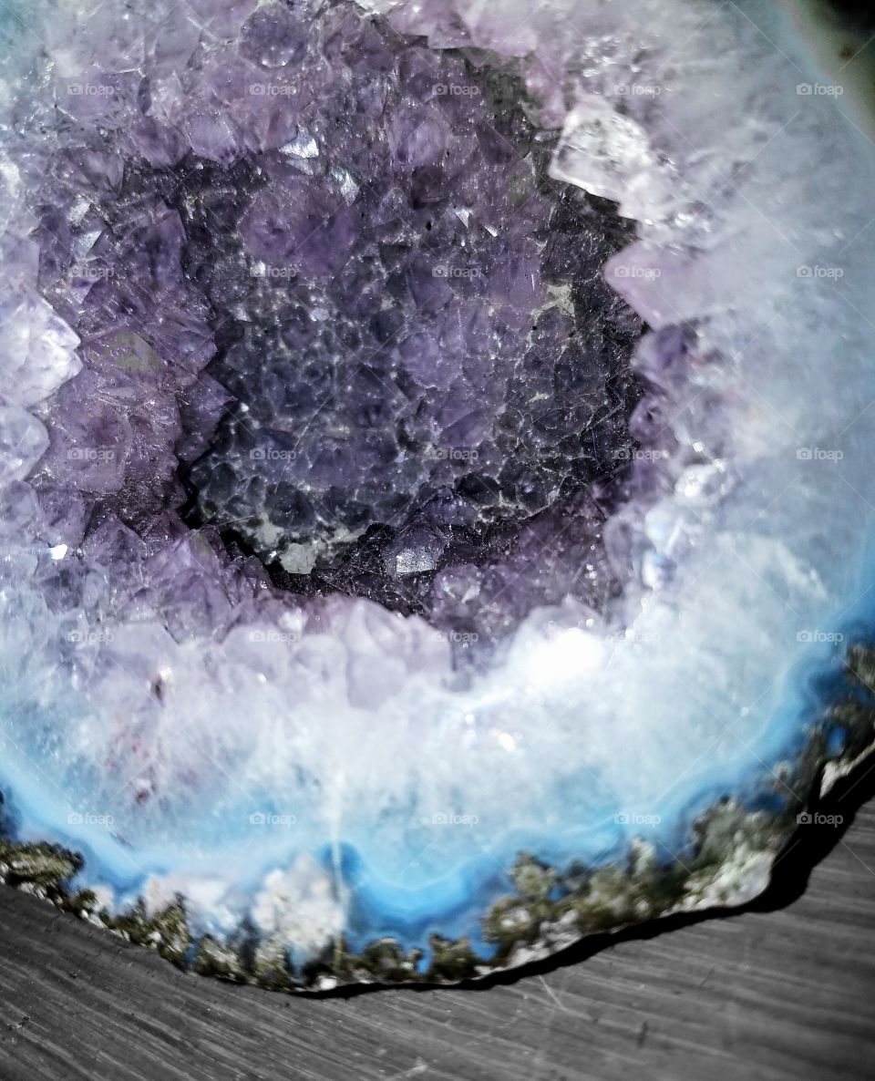 I love my crystals, minerals and gemstones and this sliced raw Amethyst druzy geode is a one of my favourites. I took the colour from the background so the purple crystals would pop