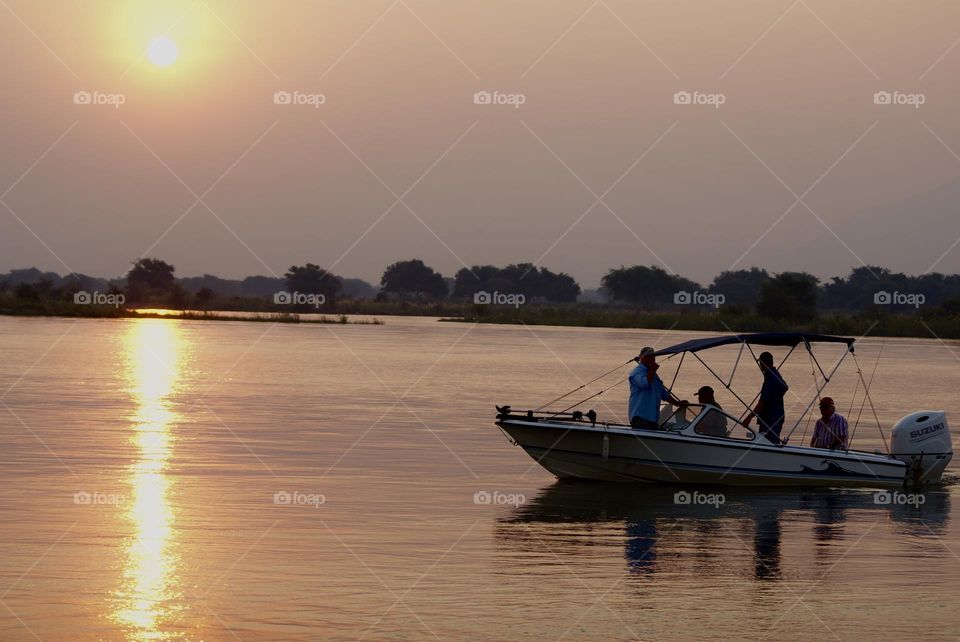 A boat at sunset 