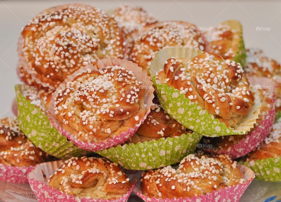 Close-up of cardamom bun