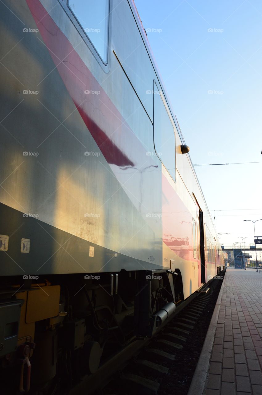 train at sunset