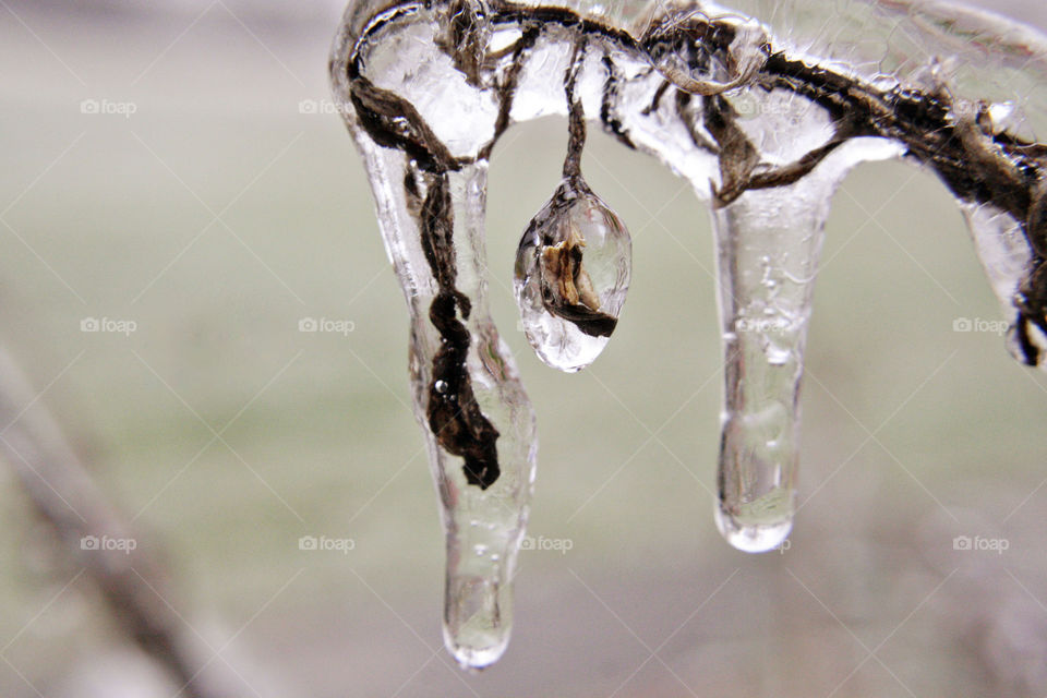 Winter cold frozen tiny water