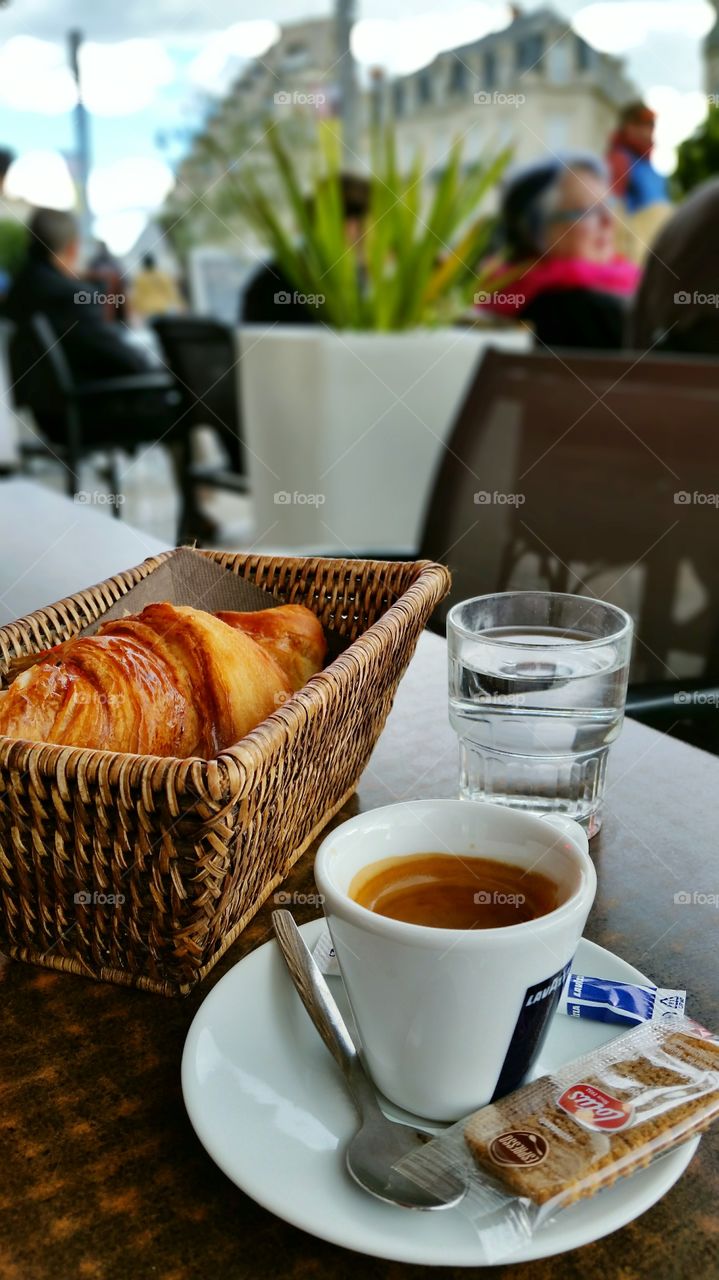 Espresso and croissant