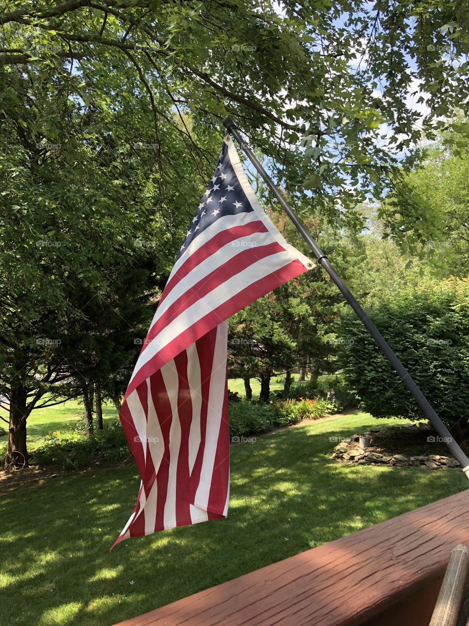 American flag on deck 