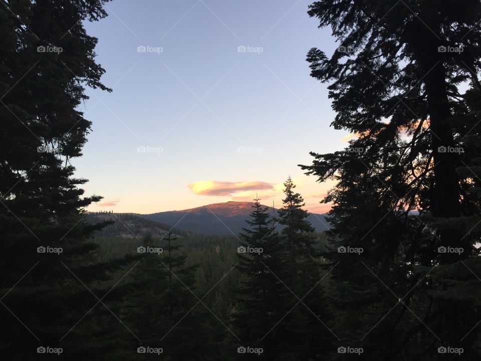 Lake Tahoe, California. Camping in the forest and watching the sunset 