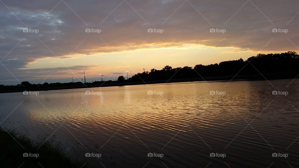 sunset over the water
