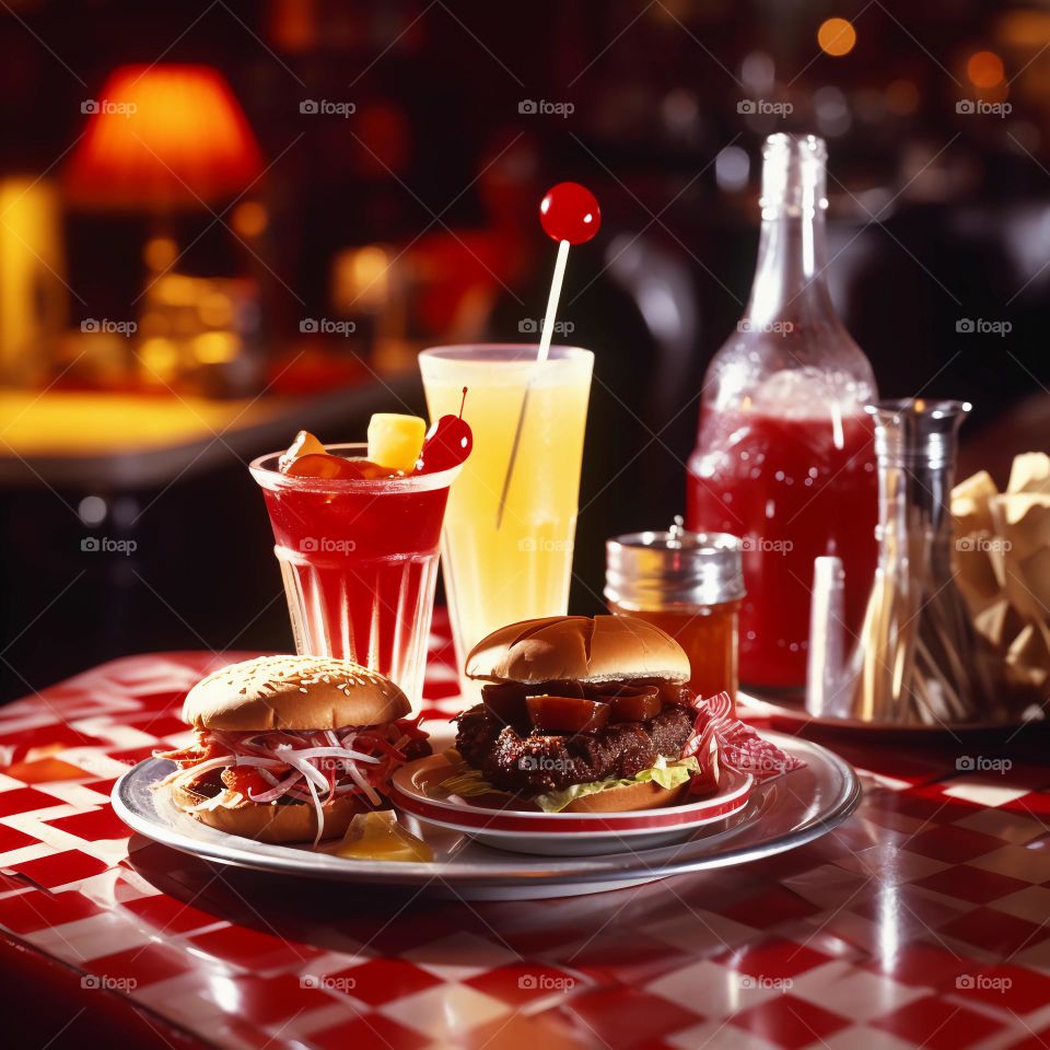 Inside a American diner 