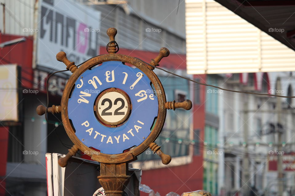 Old and unique street sign at Pattaya Thailand 