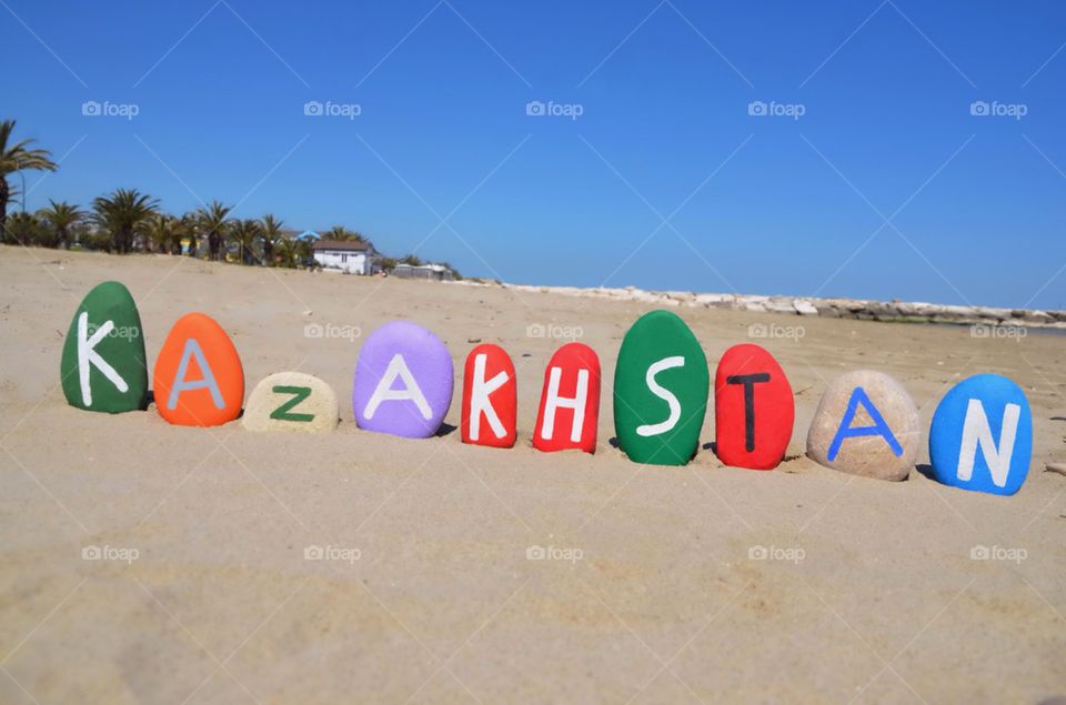 Kazakhstan souvenir on colourful stones