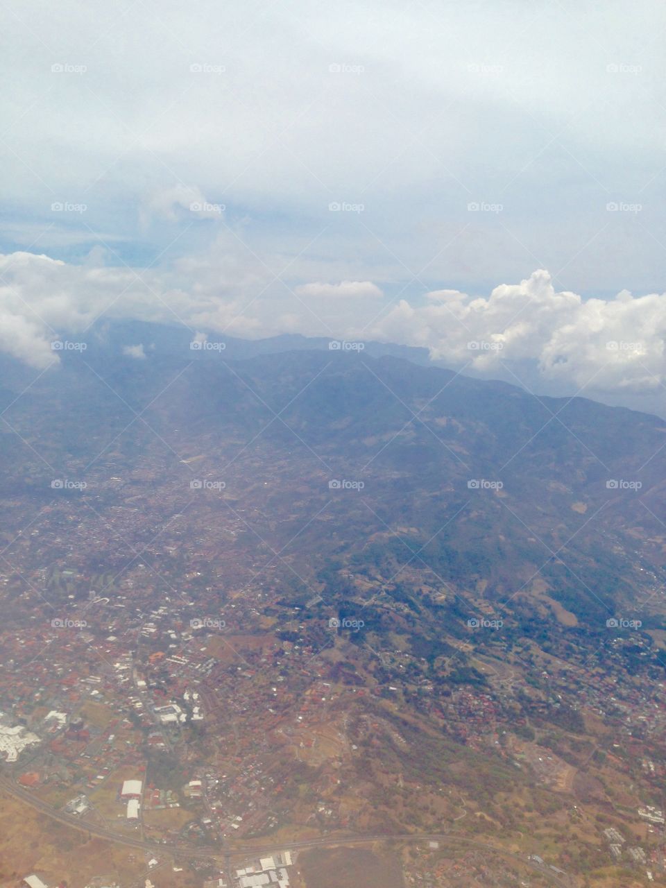 View over Costa Rica. Flying into Costa Rica