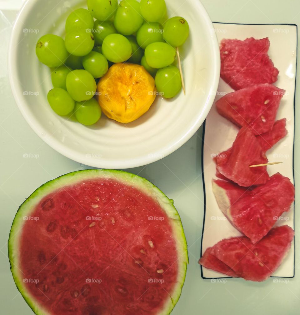 Cut a piece of fruit