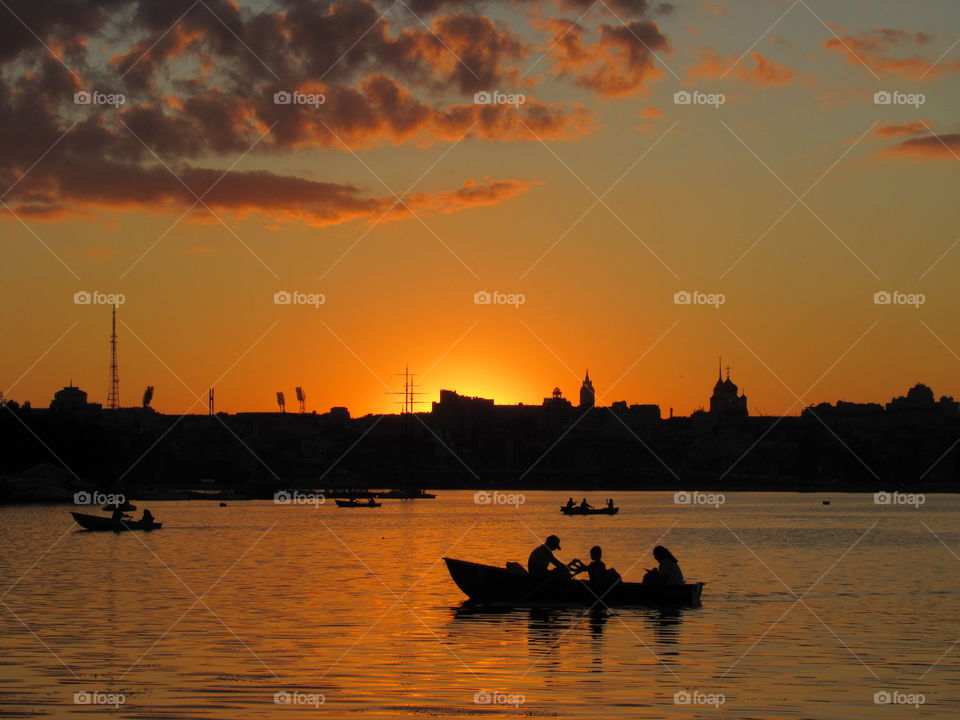 sunset in the city of Voronezh in July