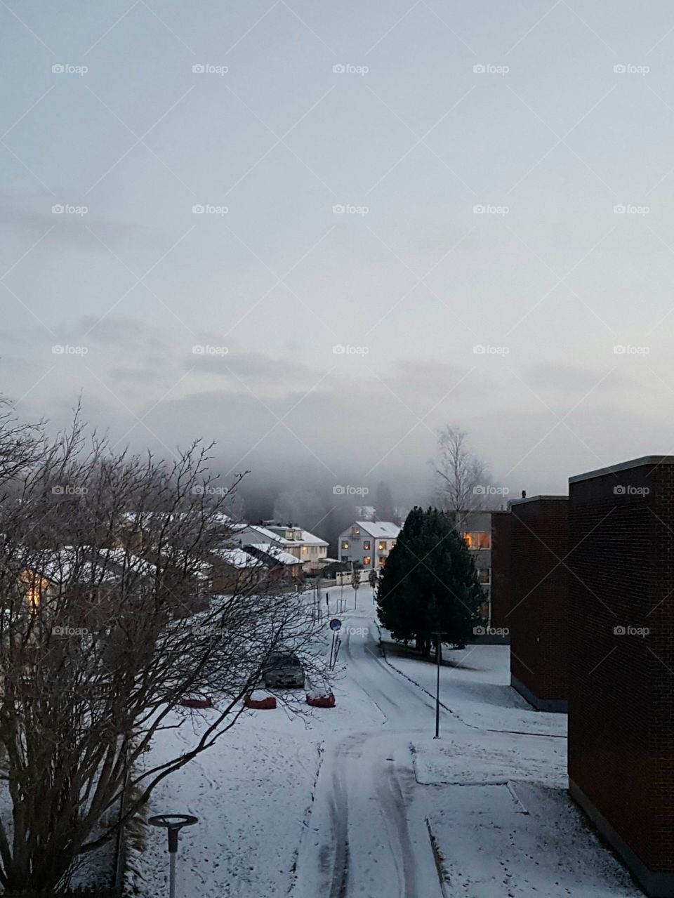 the mist on its way across the town