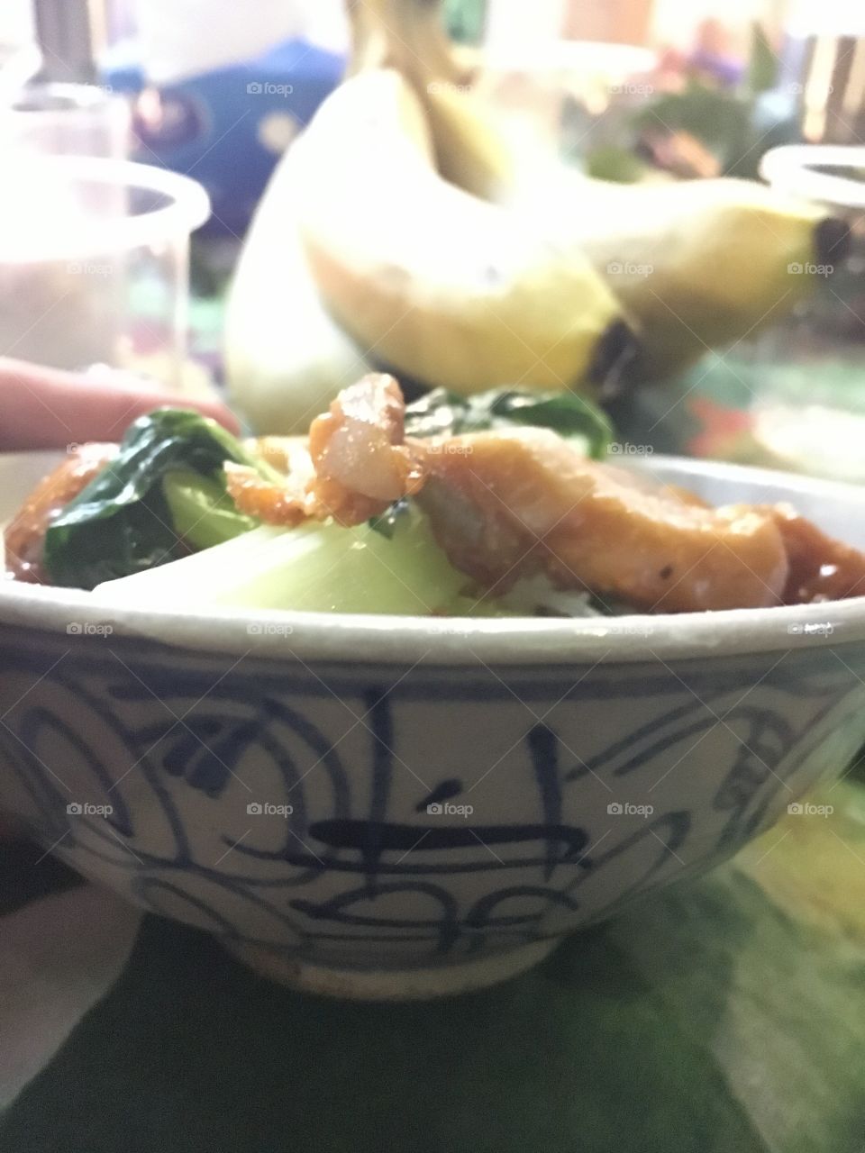 Chinese dinner in double happiness bowl 