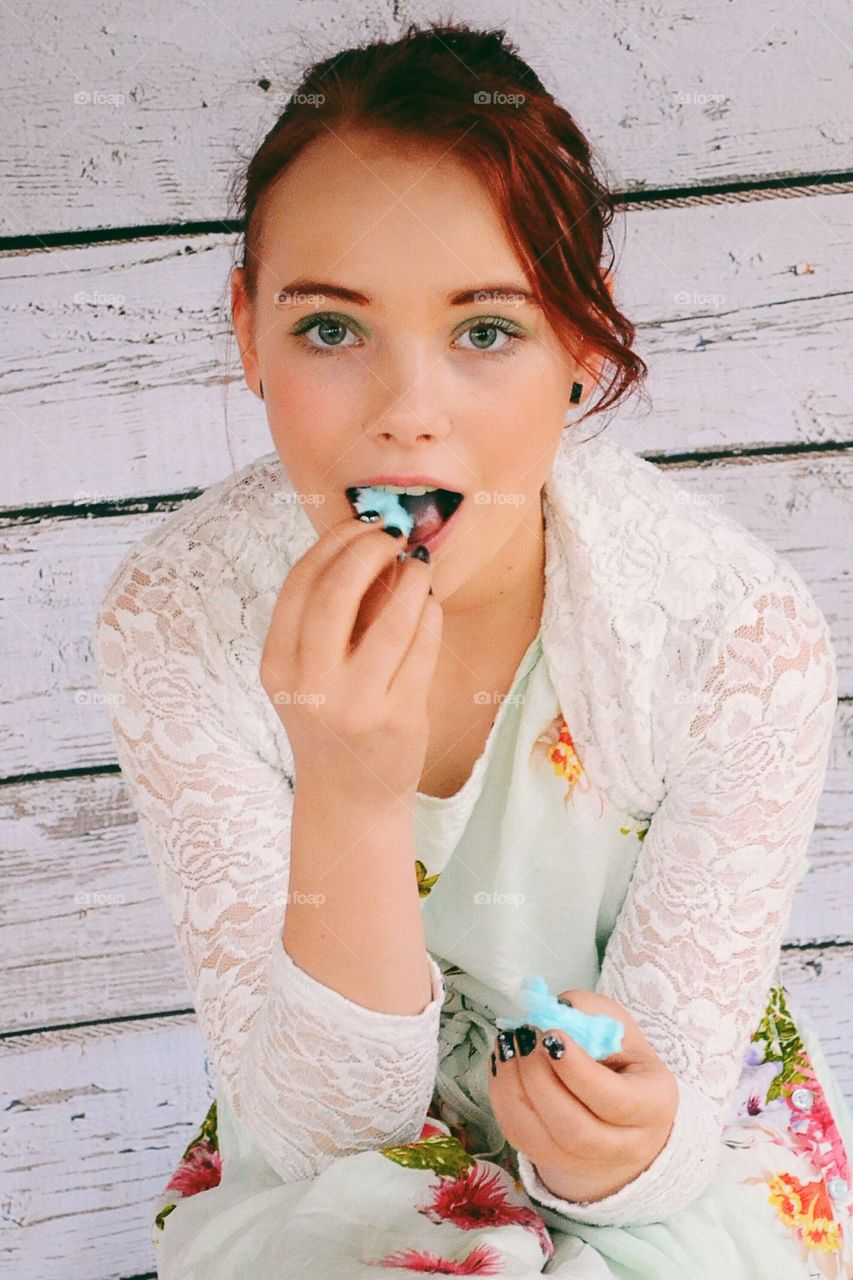 Girl eating candy