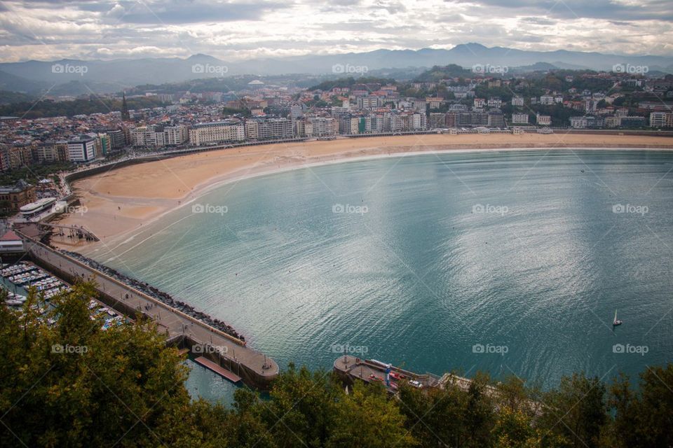 High angle view of beach