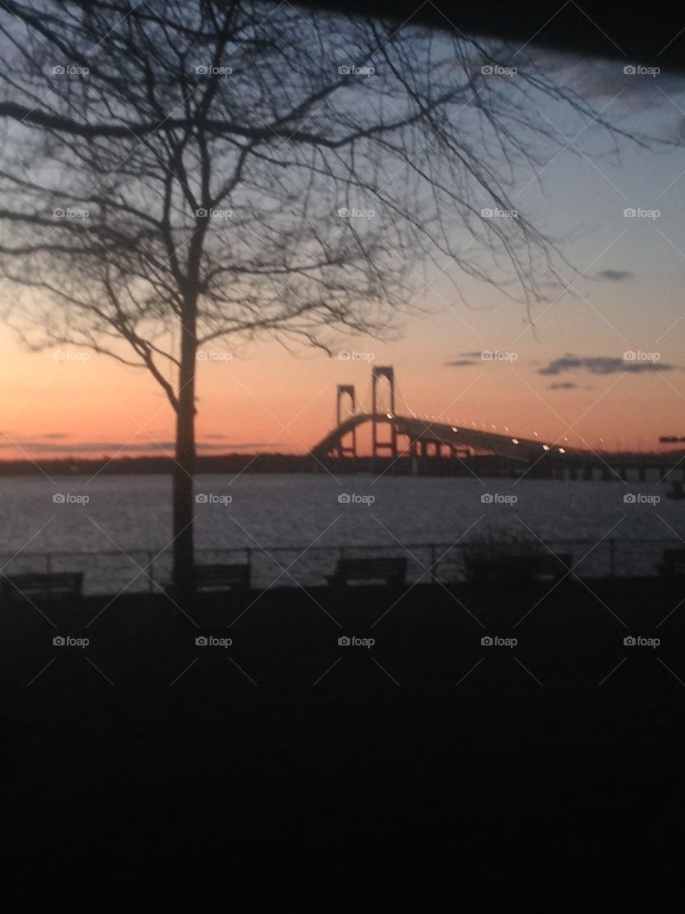 Newport Bridge from Battery Park. Newport, Rhode Island.