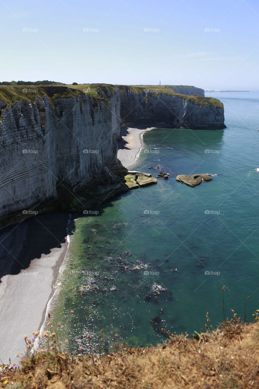 Chalk cliffs in Étretat, France