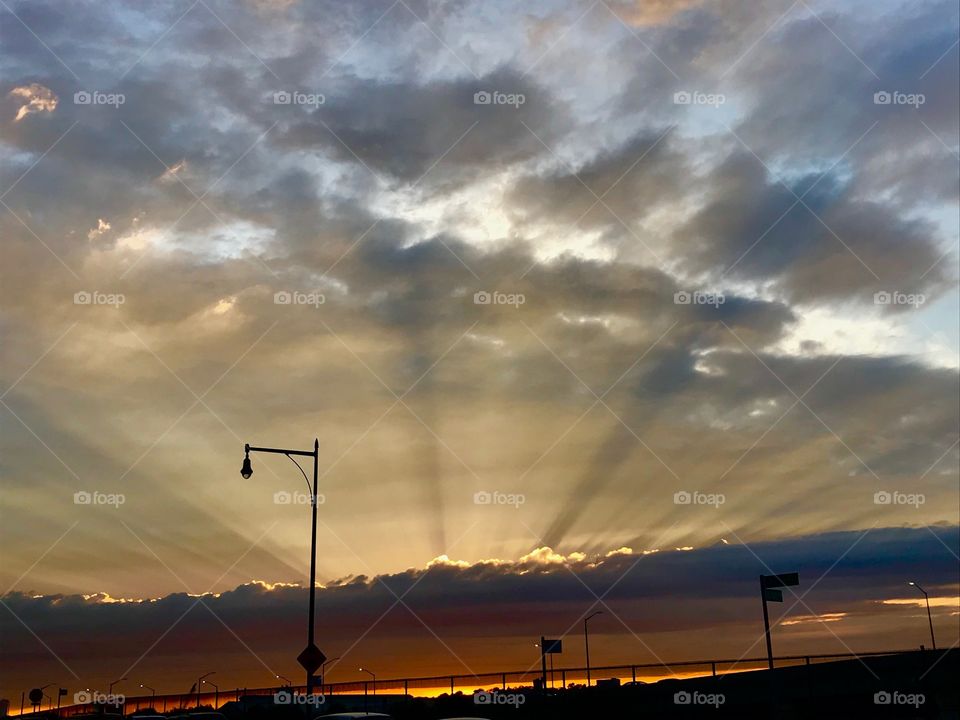 Sunset over Hudson River, NYC 