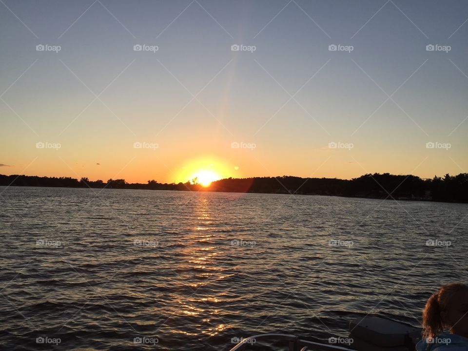 Glowing Sunset Over Lake 