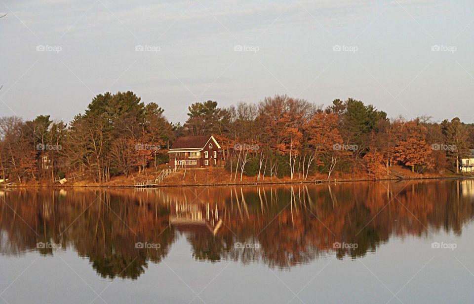 Lake House in fall  