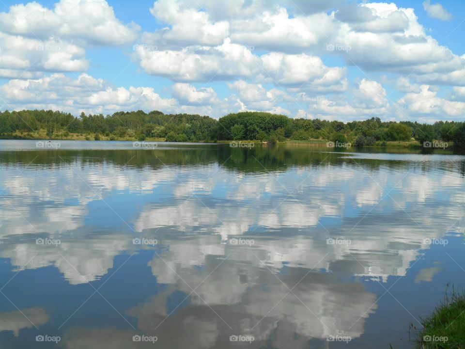 Clouds reflected on lake