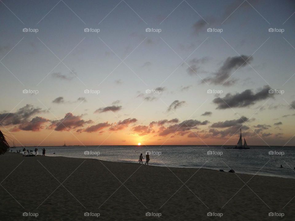 Sunset at Eagle beach