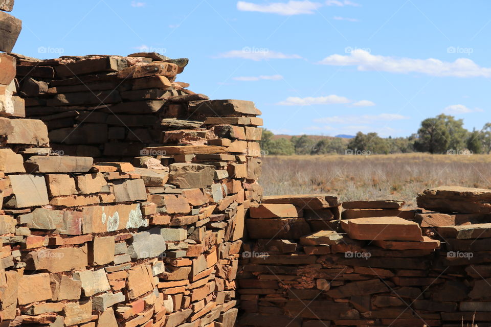 Stone wall Remains of old South Australia settlers’ homes 