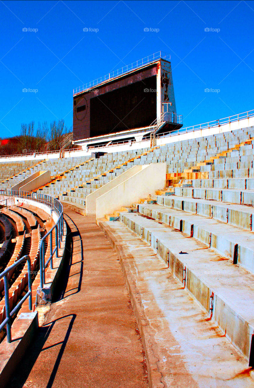 Old stadium in Donetsk, Ukraine