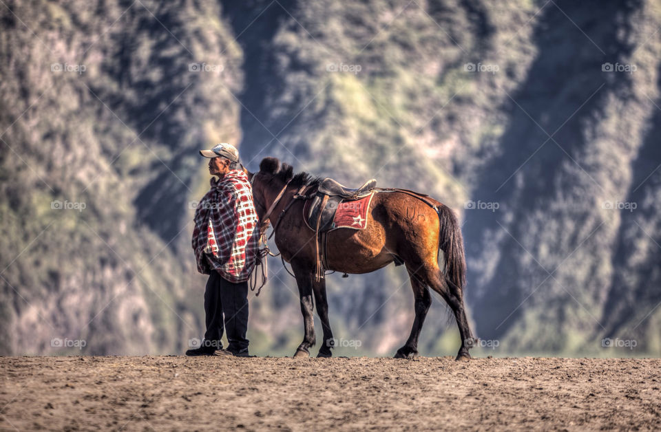 Horseman of bromo sands
