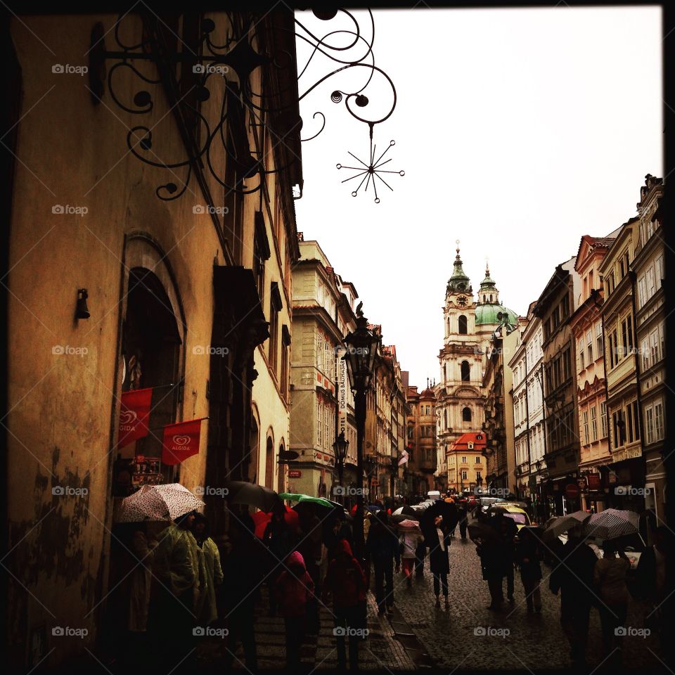 A rainy day in Prague, Czech Republic. 