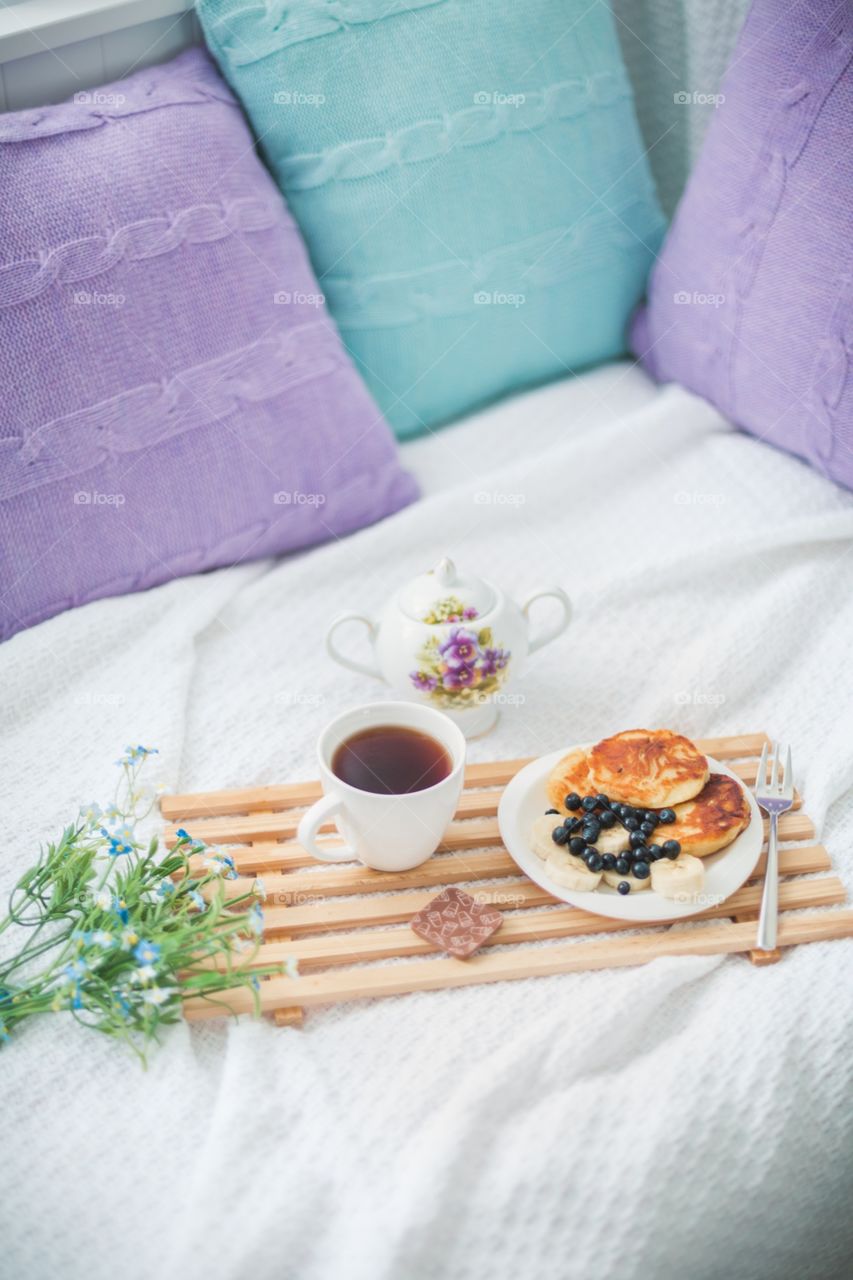 Morning breakfast in bed