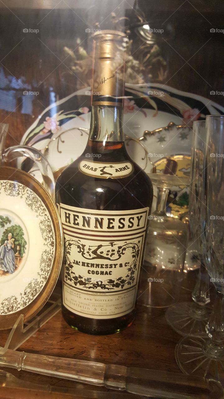 Vintage style Hennessy bottle