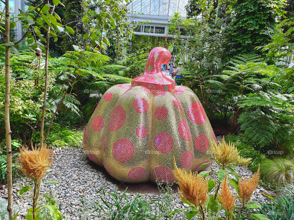 Mosaic pumpkin at the New York Botanical Garden 