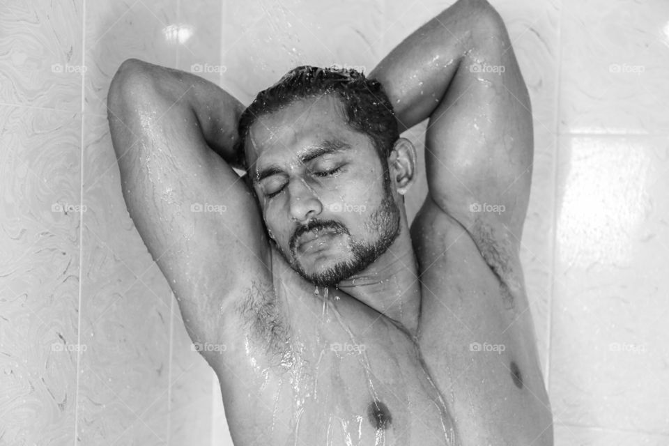 Shower, Man, Nude, People, Adult