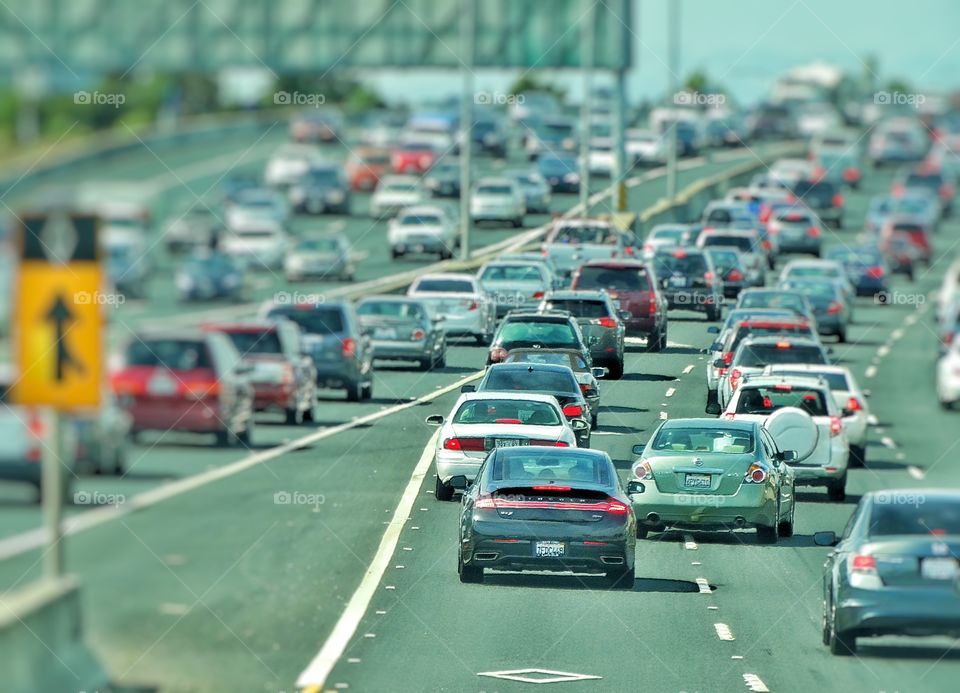 Traffic Jam. Congested Traffic On A Busy California Freeway
