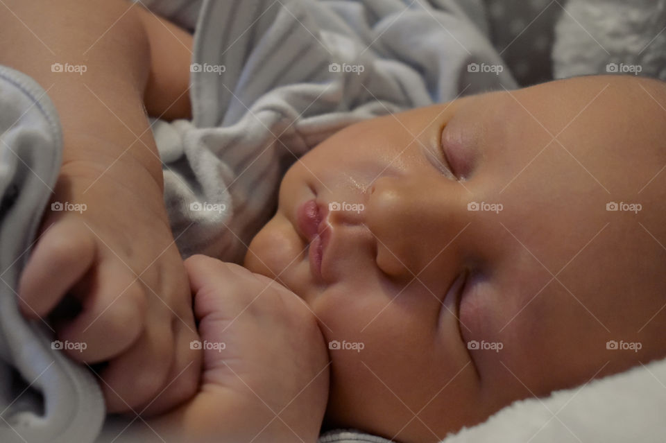 Sleeping newborn boy 