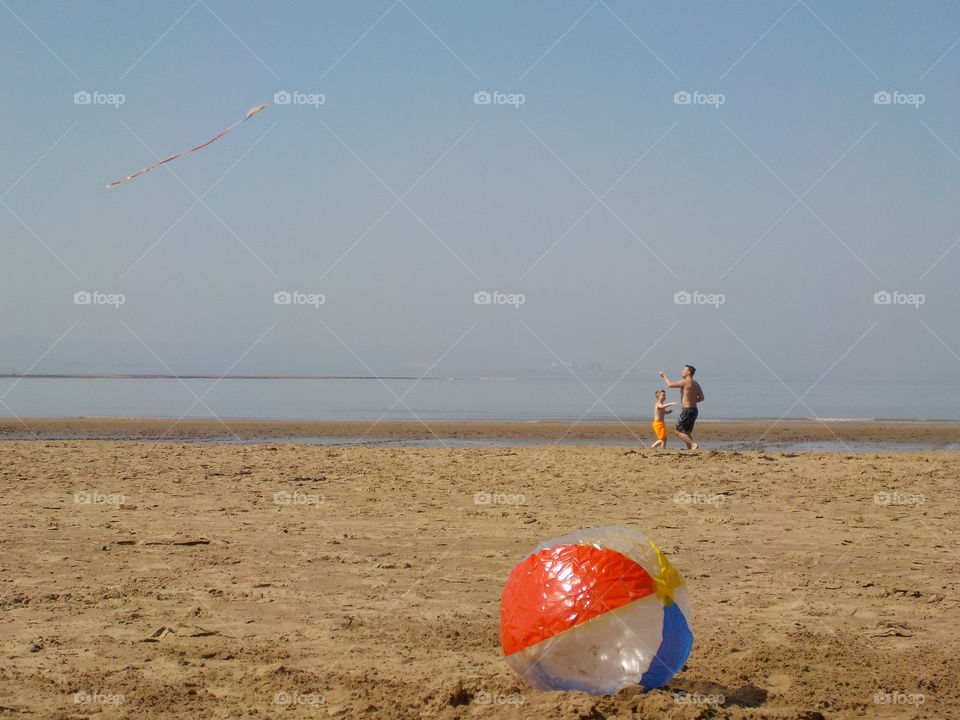 Father and son and the beach ball 