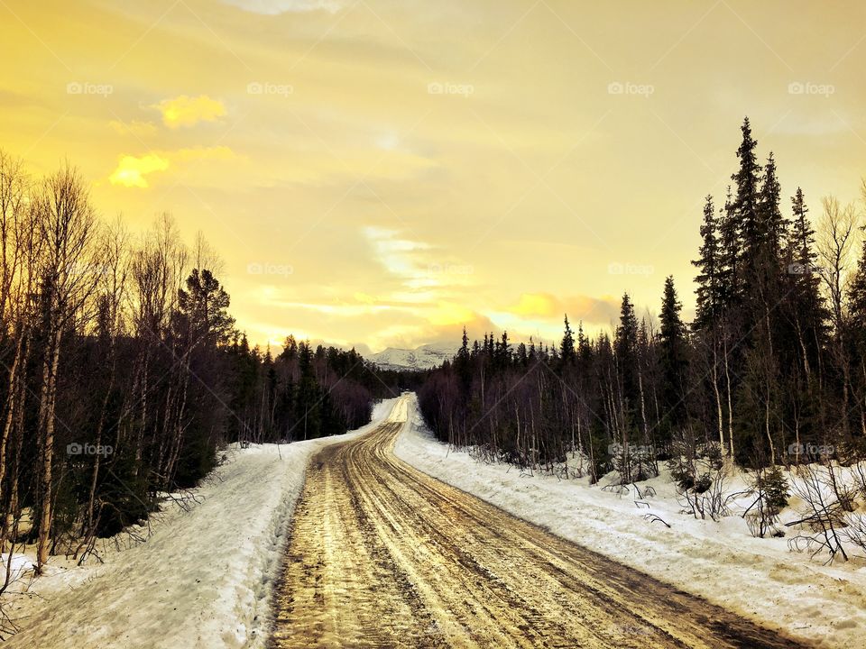 Icy road in the mountain 