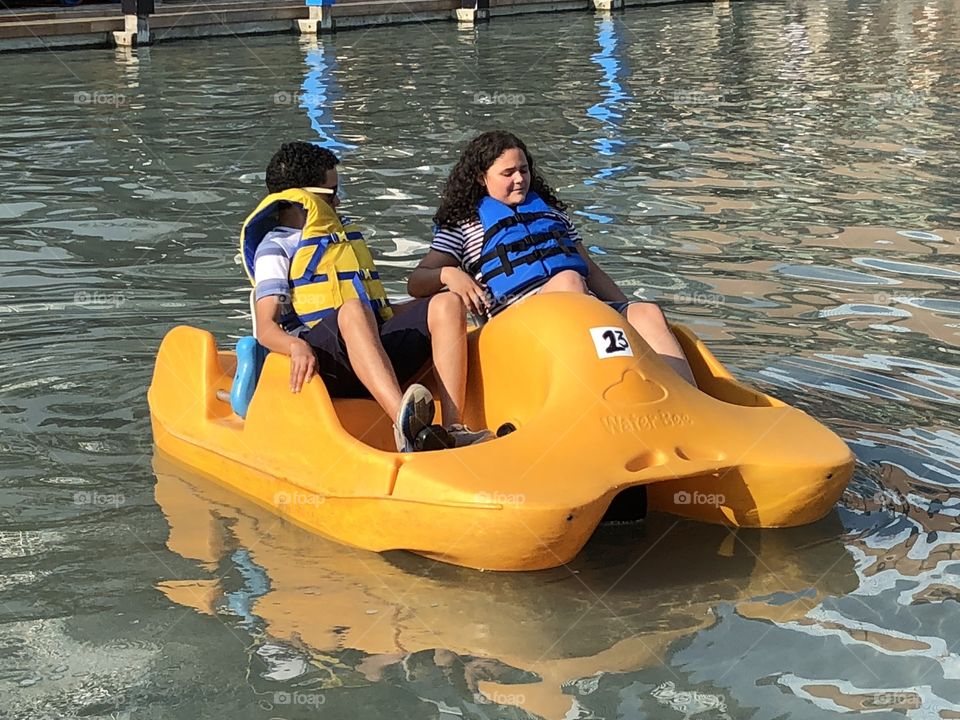 Pedaling boat ride