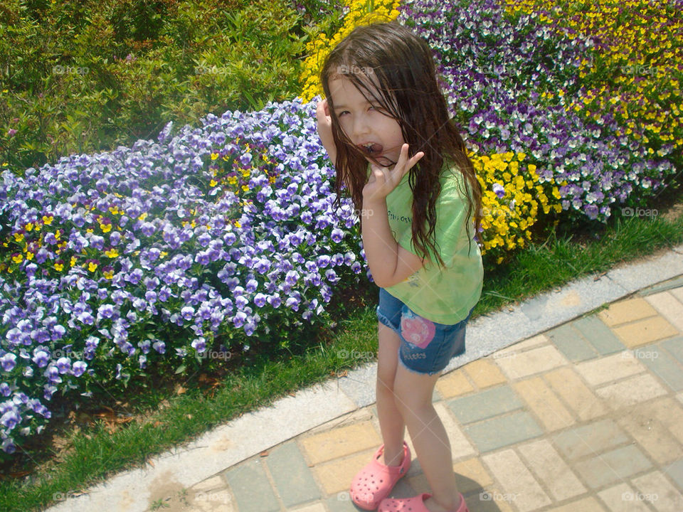 spring girl flower wet by kell