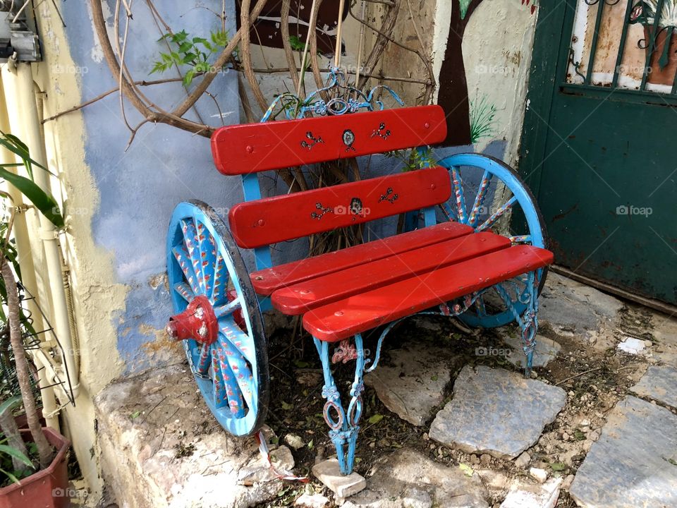 Random bench in Athens, Greece