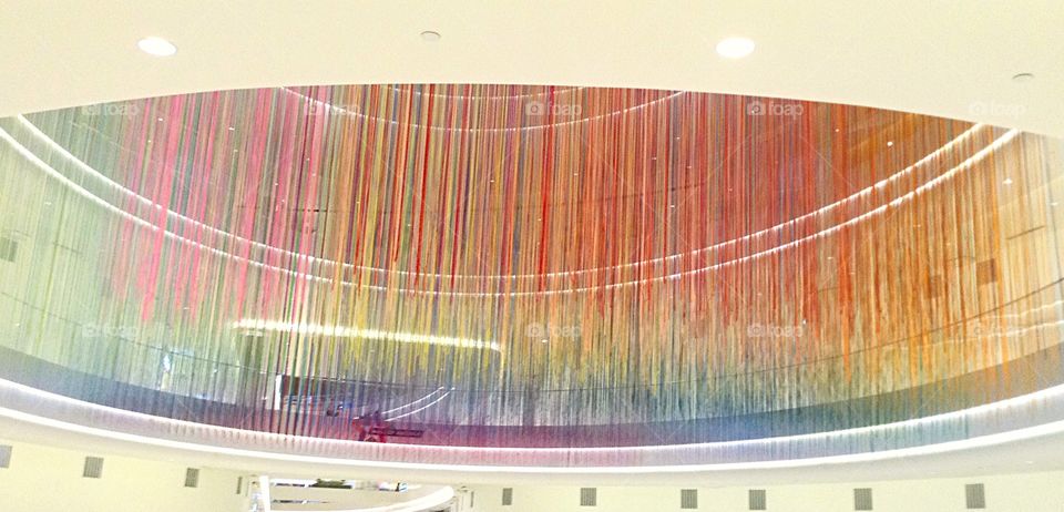 Rainbow string art at the mall of america 