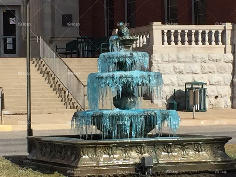 Frozen fountain. McAlester Oklahoma.