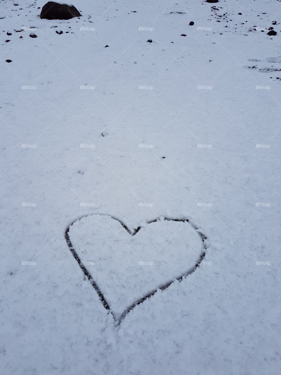 Love heart in the snow