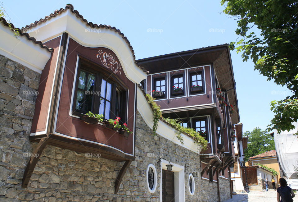 Traditional houses in the Old town in Plovdiv, Bulgaria. Plovdiv is European Cultural Capital for 2019.