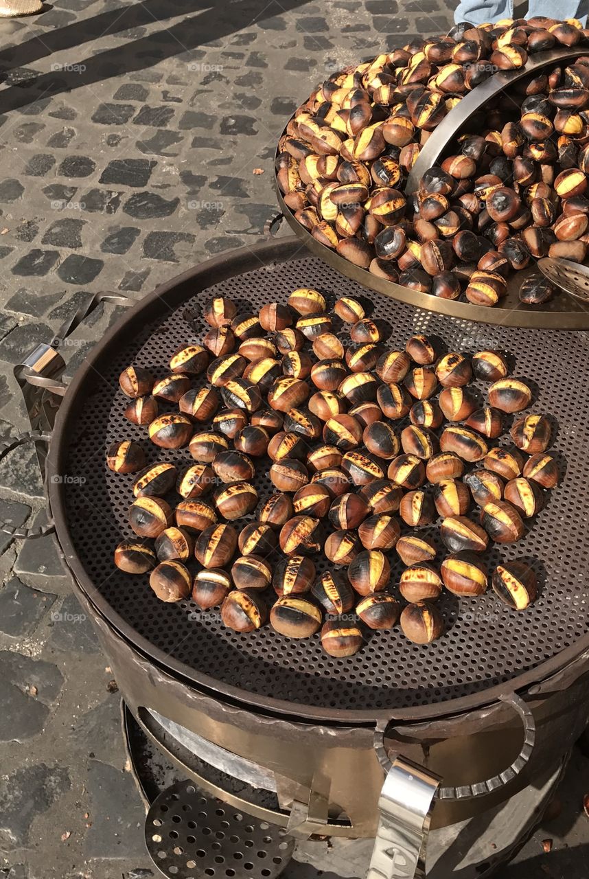 Chestnuts roasting on an open fire
In Barcelona 