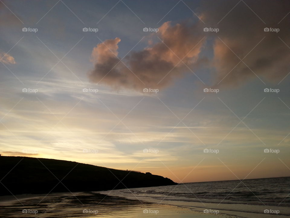 sunrise at the coast. Barry Island, South Wales, UK